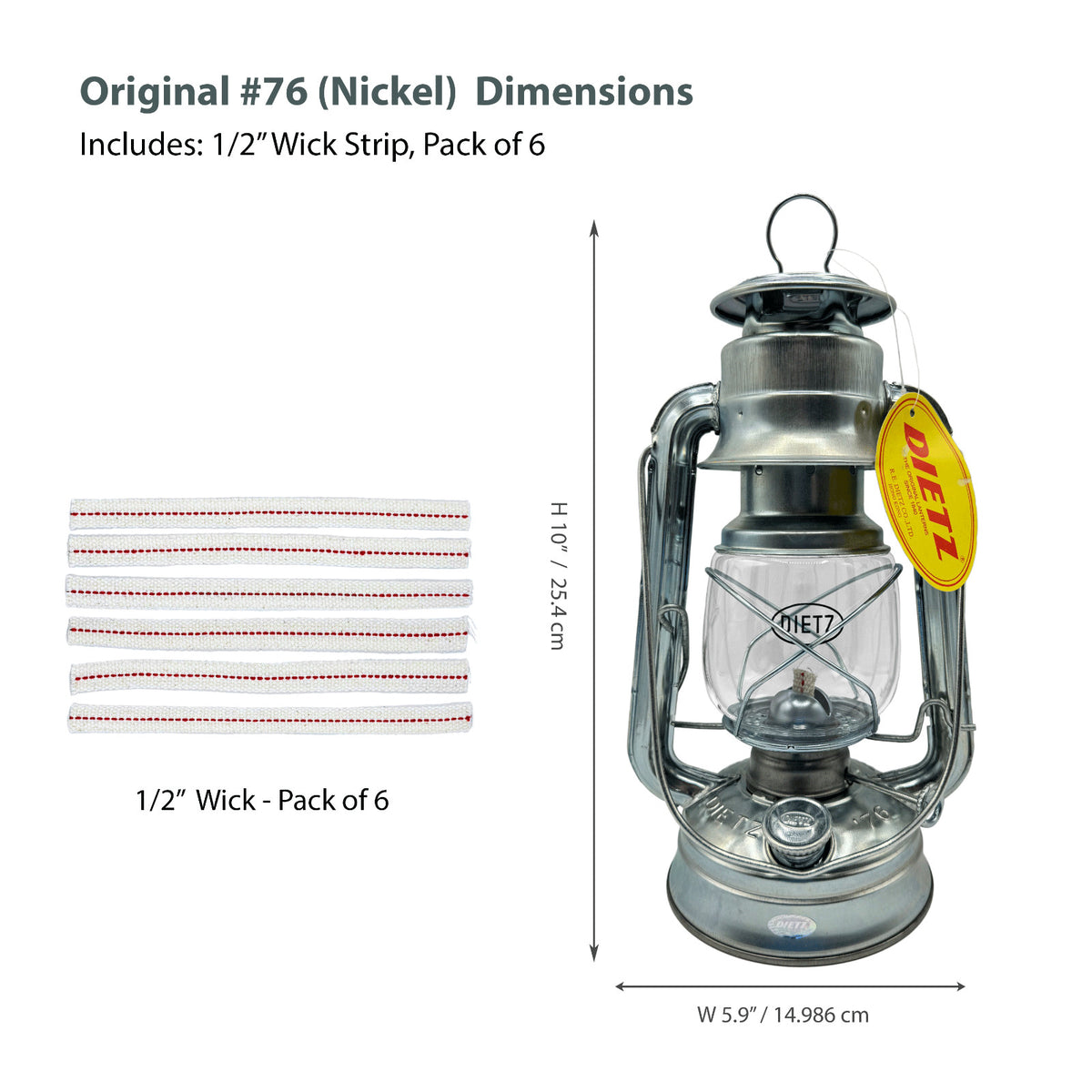 Nickel Oil Lantern with 1/2 Inch Wick - Portable Camping & Emergency Light