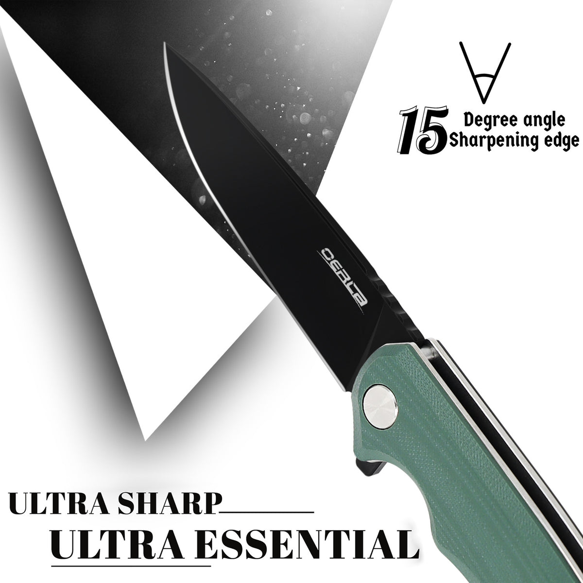 8.9 Inch Folding Pocket Knife with D2 High Carbon Steel Blade, Green Handle