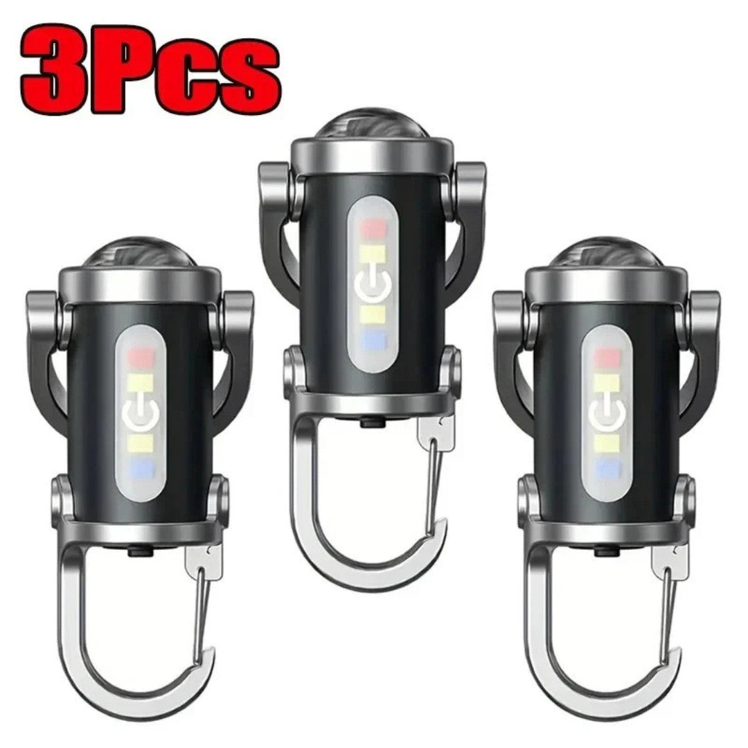 Mini Rechargeable LED Keychain Flashlight with COB Light for Camping Outdoor Use