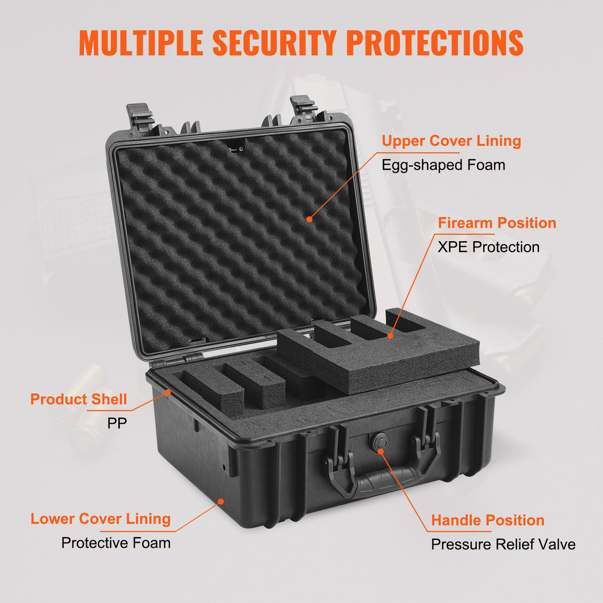 Hard Pistol Case for 5 Guns Waterproof Lockable Gun Storage Travel Case