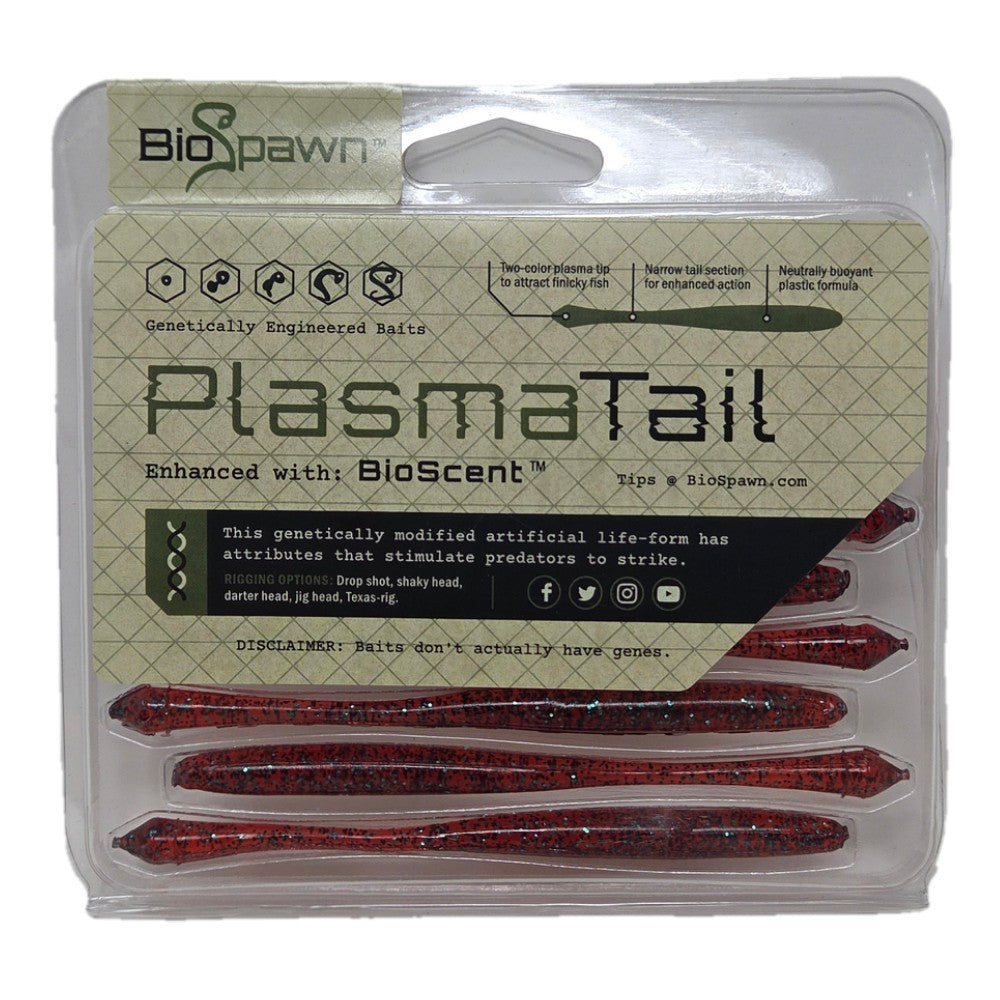 Bass Fishing Soft Plastic Worms - Finesse Drop Shot Baits with Plasma Tail - 10 Pack