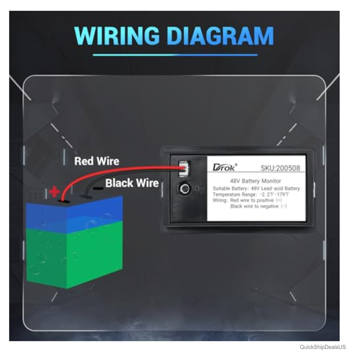 48V Lithium Battery Monitor with LCD Display for Golf Carts, RVs & Boats