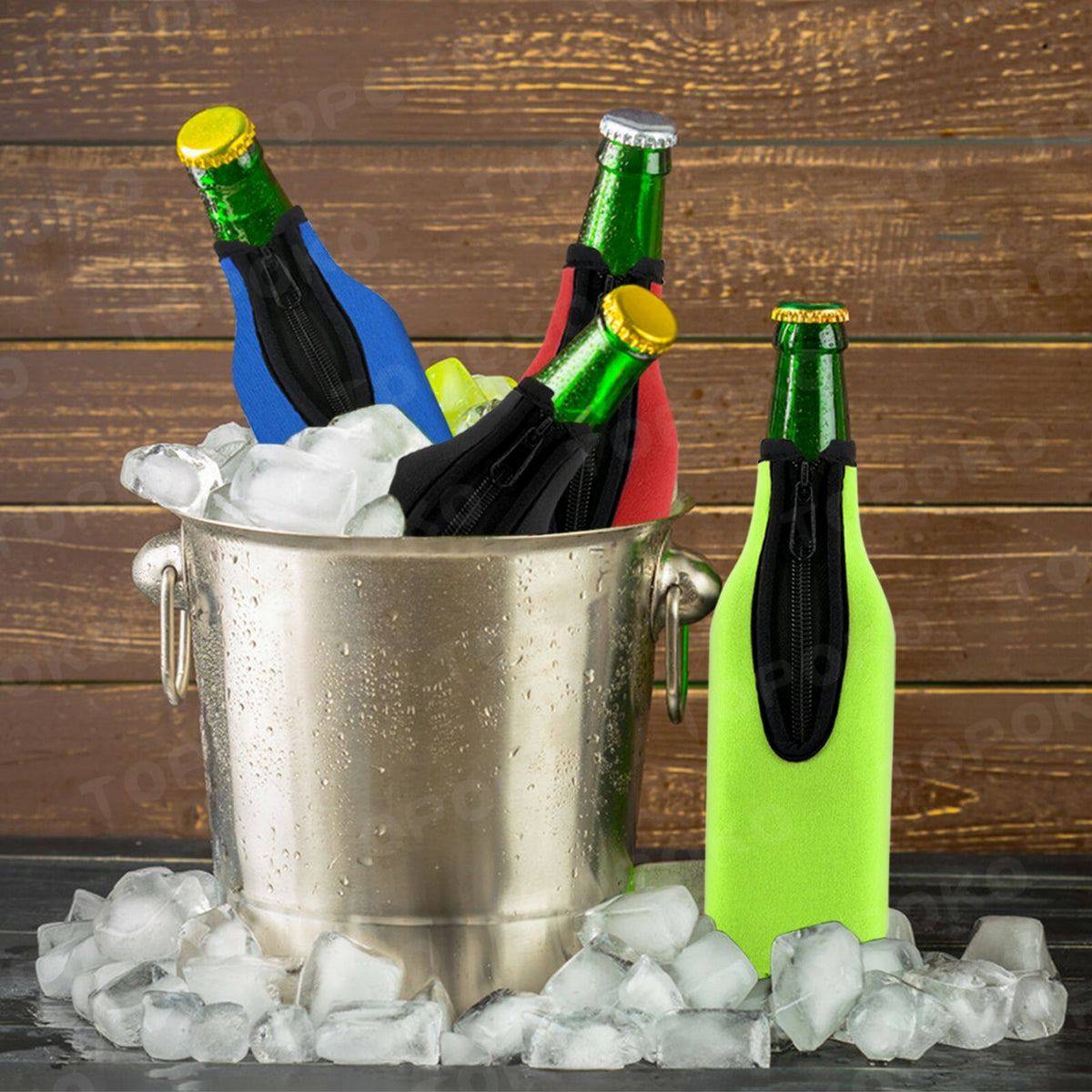 4 Pack Insulated Beer Bottle Sleeves with Zipper Keep Drinks Cold & Hands Dry