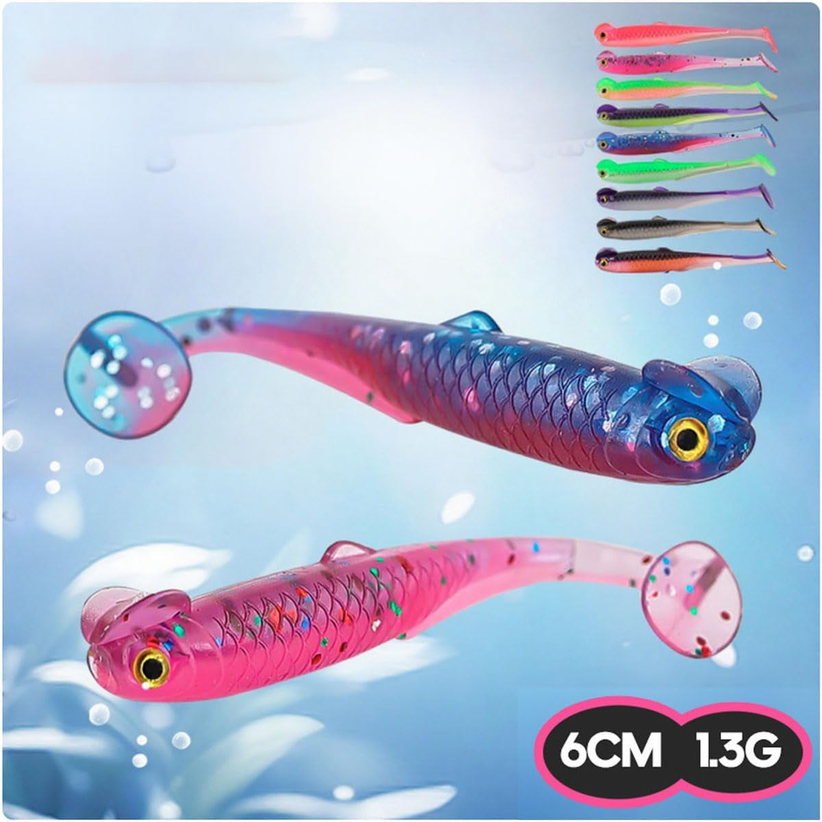 20PCS Soft Plastic Bass Lures Paddle Tail Swimbaits for Freshwater Fishing