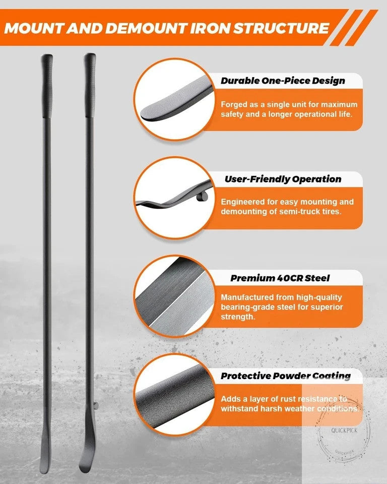 Heavy-Duty 39-Inch Tire Iron Bar Set for Semi Trucks & Heavy Vehicles