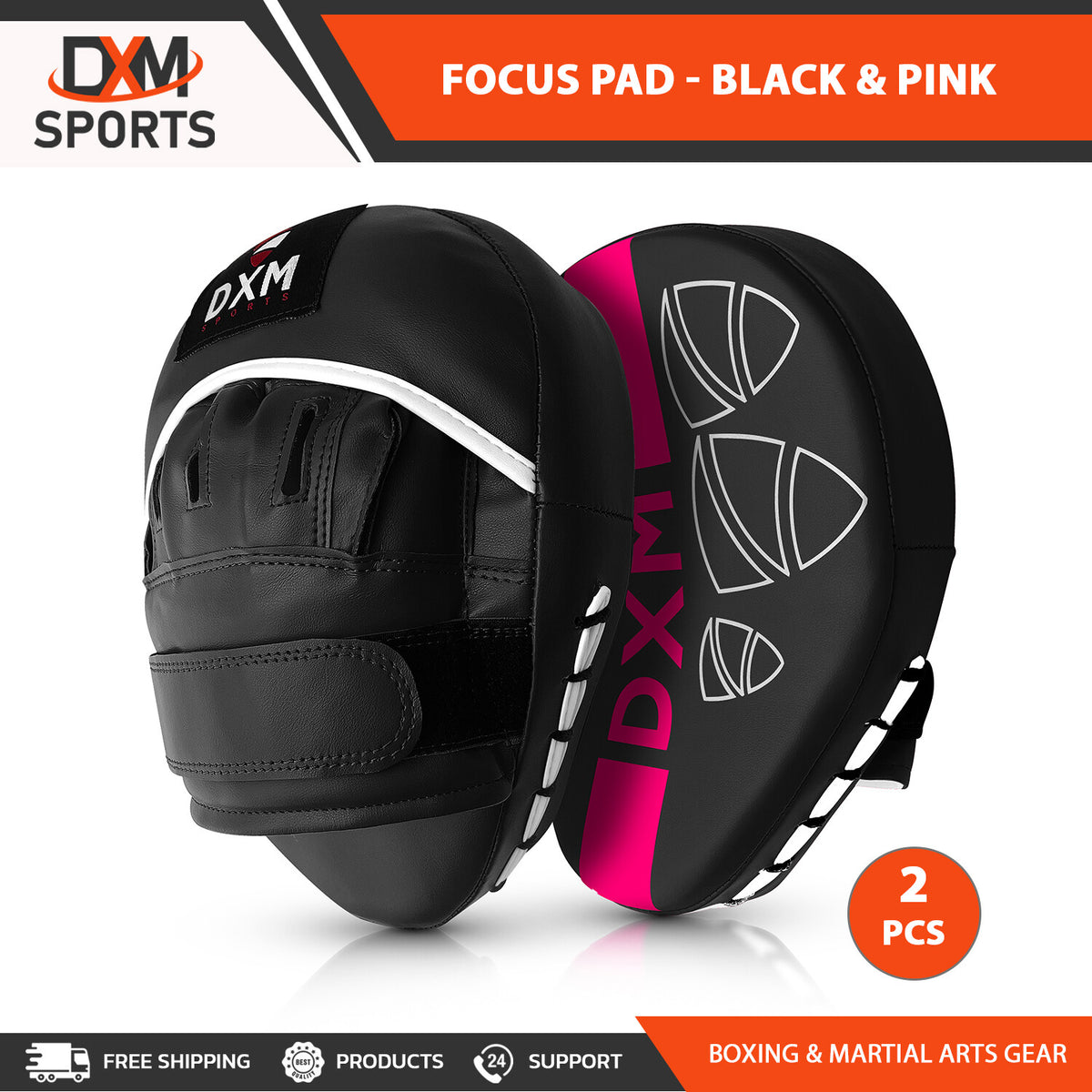 Boxing Focus Punch Mitts for MMA Kickboxing & Muay Thai Training - Black Pink