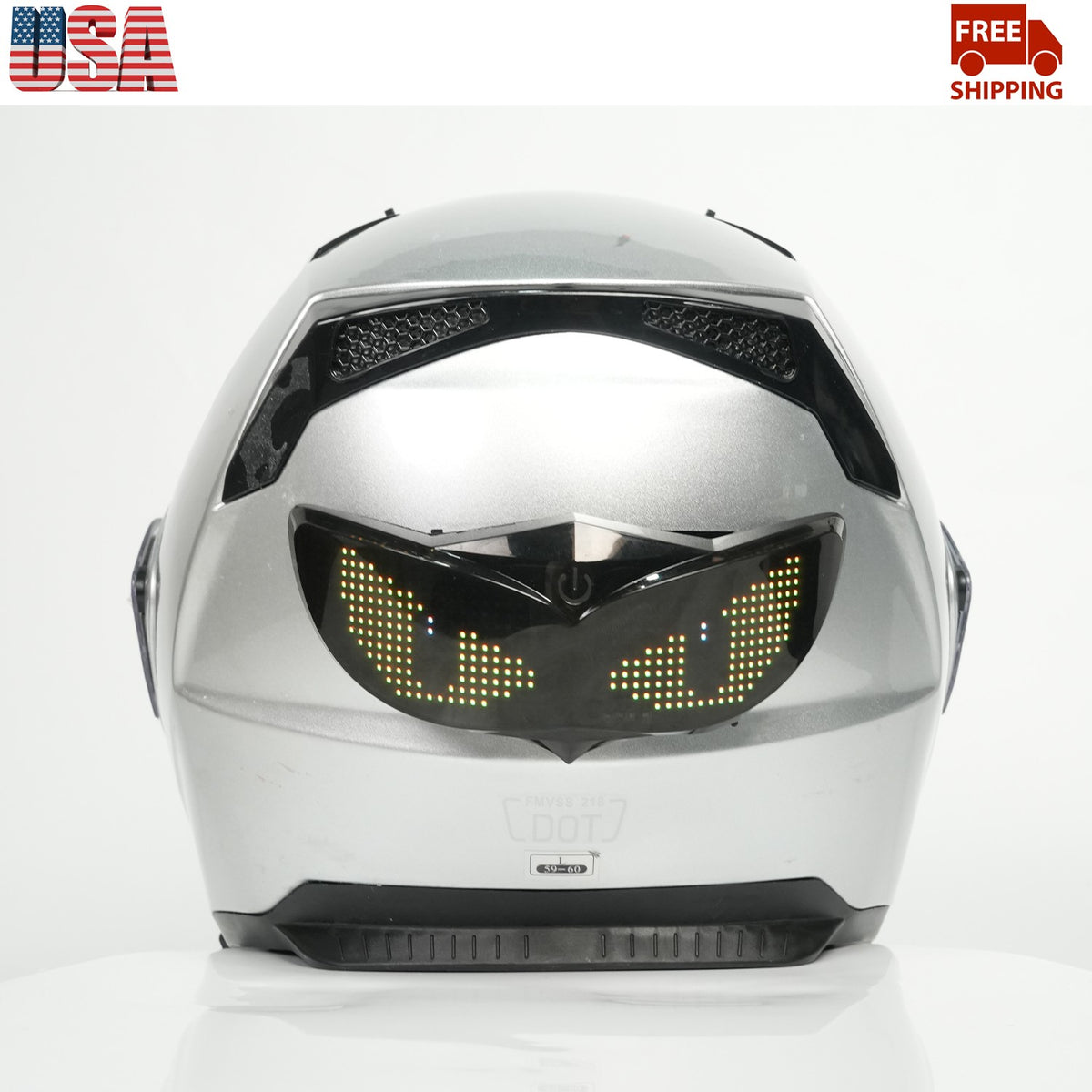 Bluetooth LED Helmet Light for Motorcycle Safety Customizable Pixel Signal Lamp