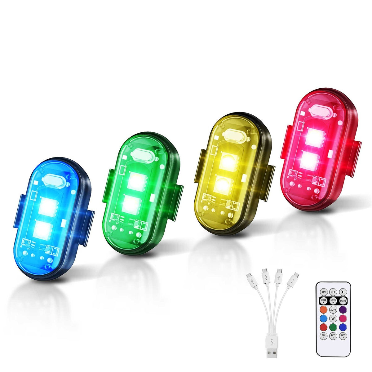 Wireless LED Rock Lights with Remote 8 Colors, USB Flashing Lamp for Cars & Off-Rights