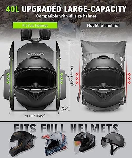 Waterproof 40L Motorcycle Backpack with PVC Material and Multiple Storage Compartments