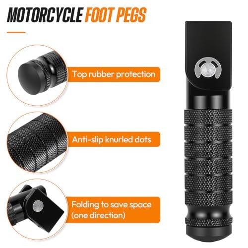 M8 Motorcycle Foot Pegs 2-Pack Foldable Anti-Skid Bike Pegs for Motorcycles & ATVs