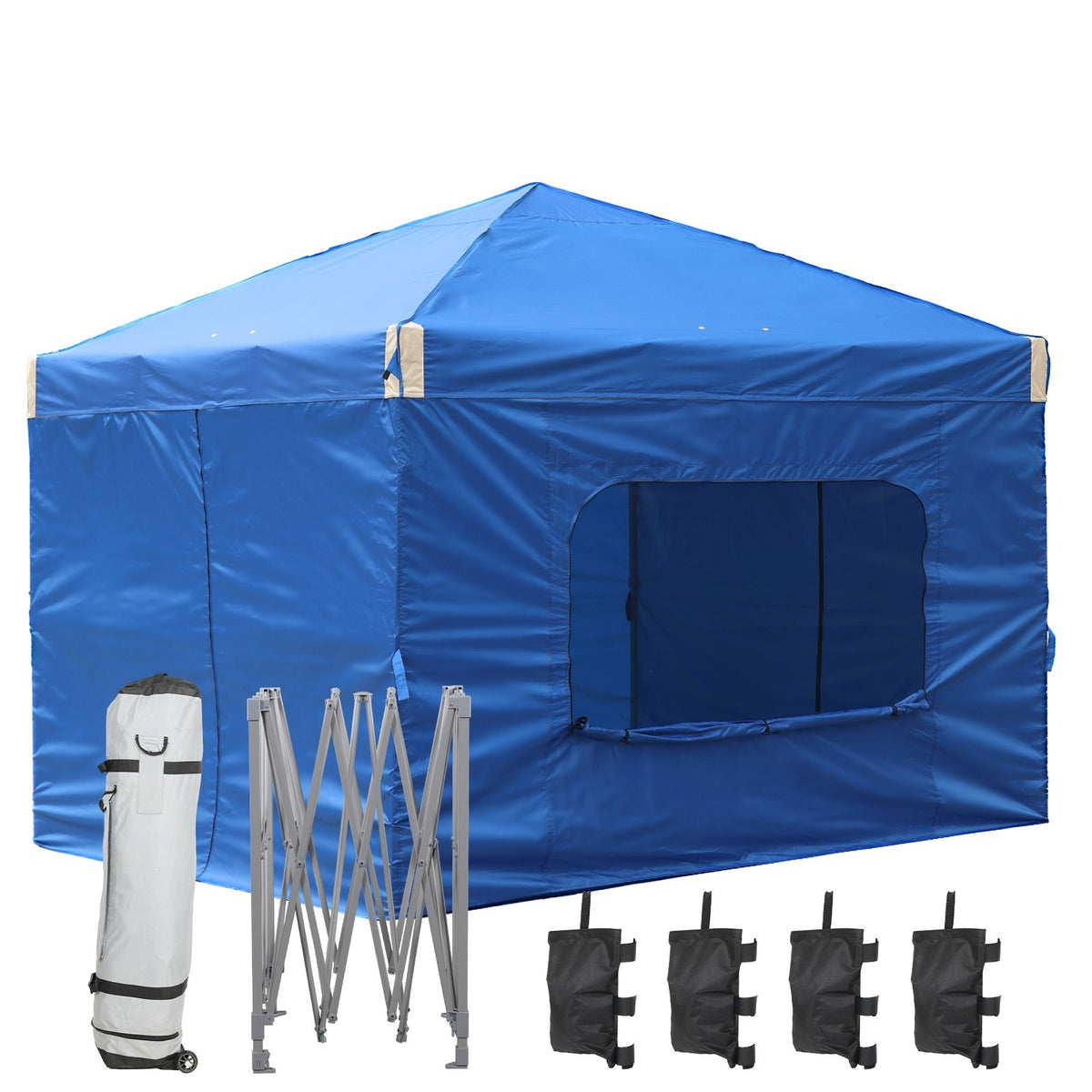 Portable Pop Up Canopy Tent with Sidewalls - 10x10 or 12x12 ft Shade Shelter with Stakes & Bag