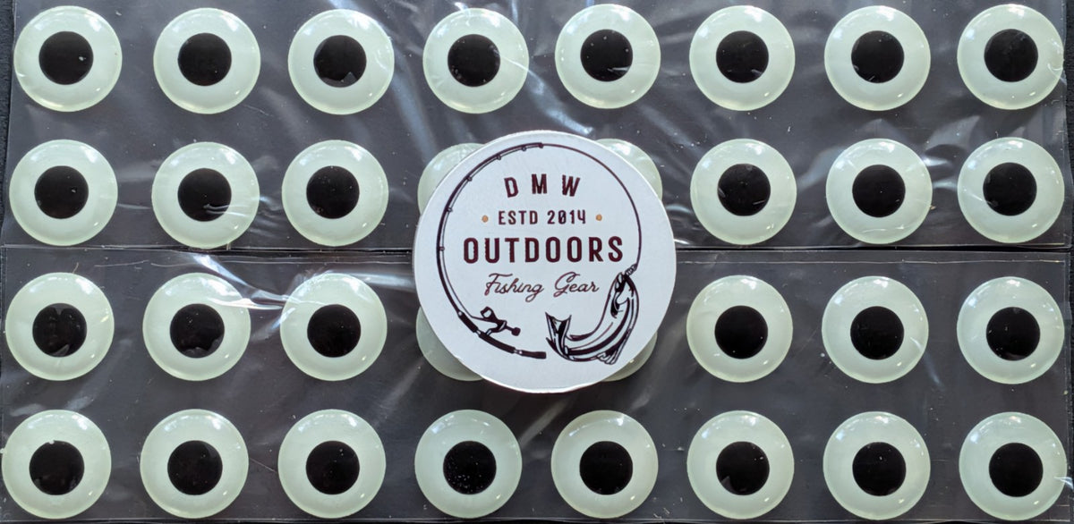Glow in the Dark 3D Fish Eyes for Fly Tying & Lures - 10mm, 64 Pack