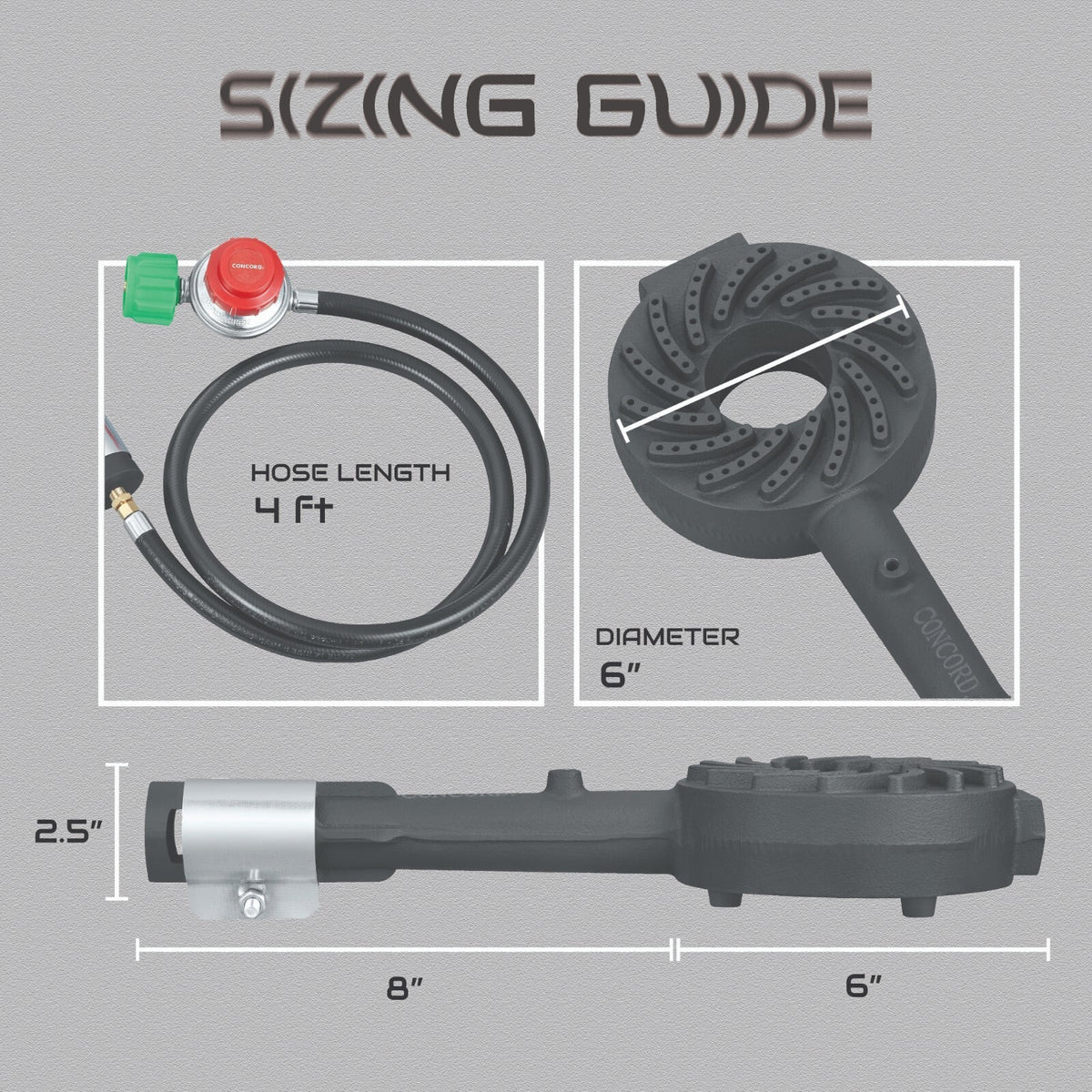 High Pressure Cast Iron Burner Head with Regulator Hose for Outdoor Grill