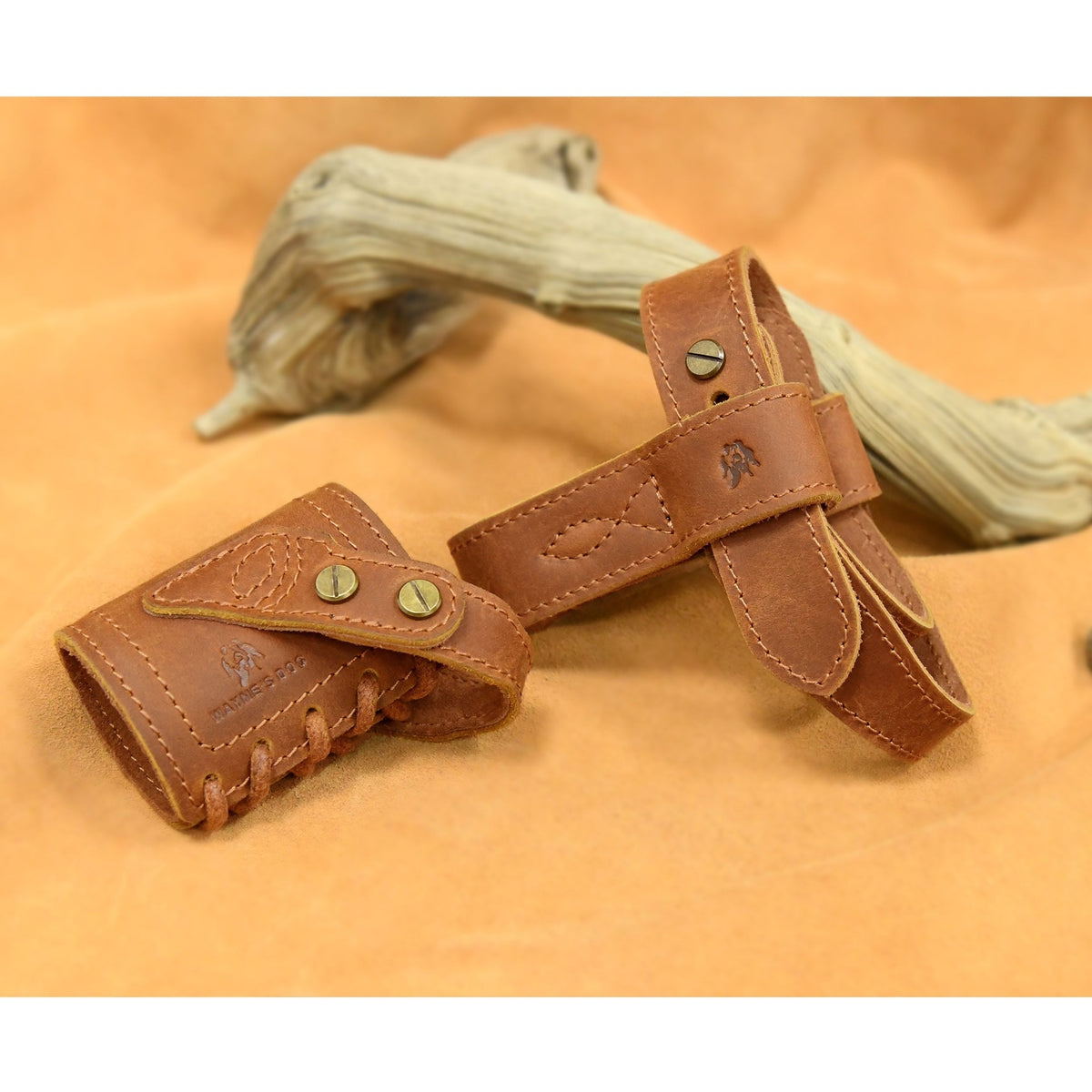 Full Leather Rifle No-Drill Harnessed Buttstock Mount with Sling Loop