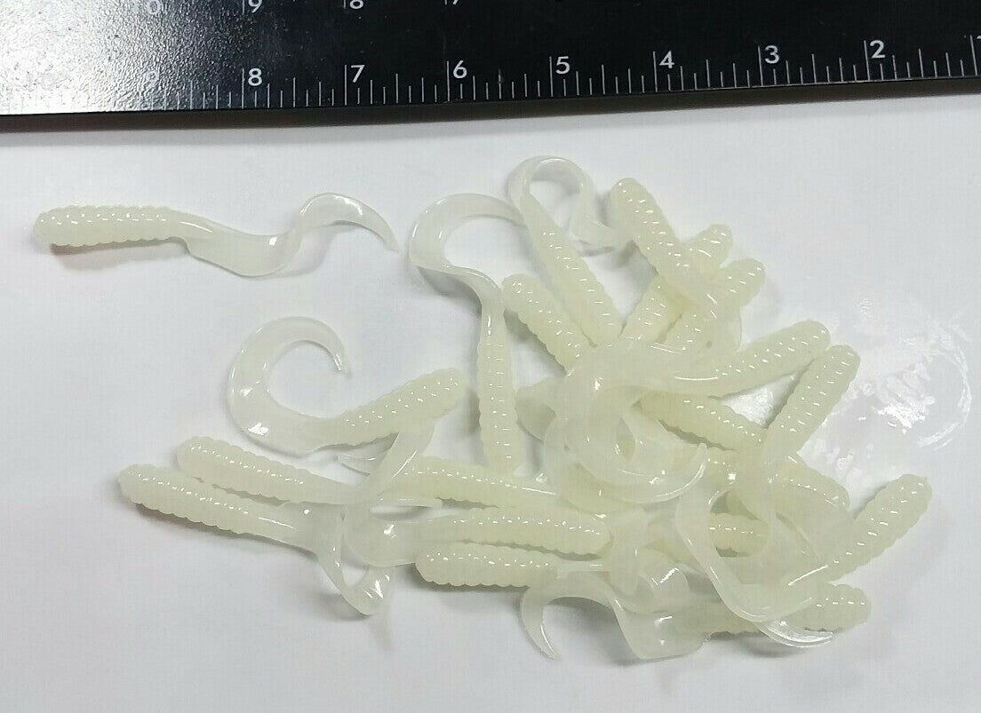 20 Pack 4-Inch Luminous Glow Shad Twister Curly Tail Soft Plastic Fishing Baits