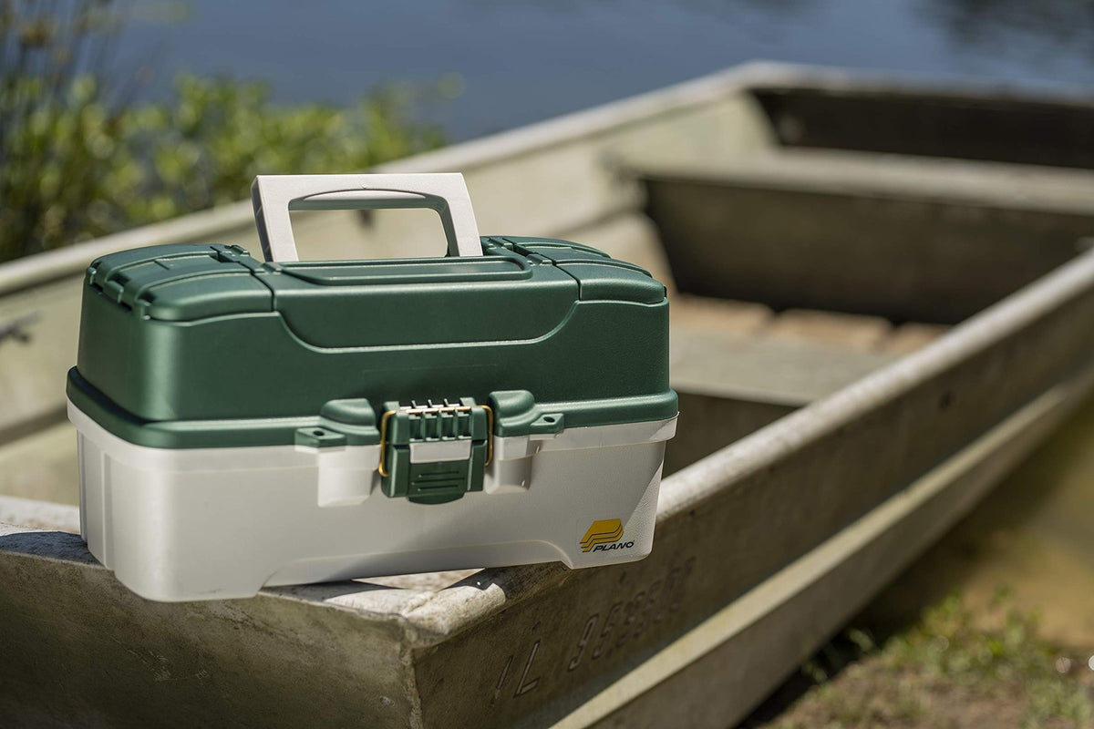 Plano 3-Tray Tackle Box with Dual Top Access, Dark Green Metallic