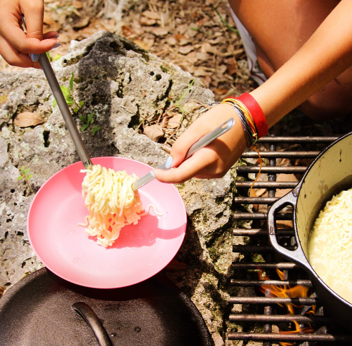 Long Handle Camping Spork & Spoon Set - Stainless Steel Backpacking Utensils