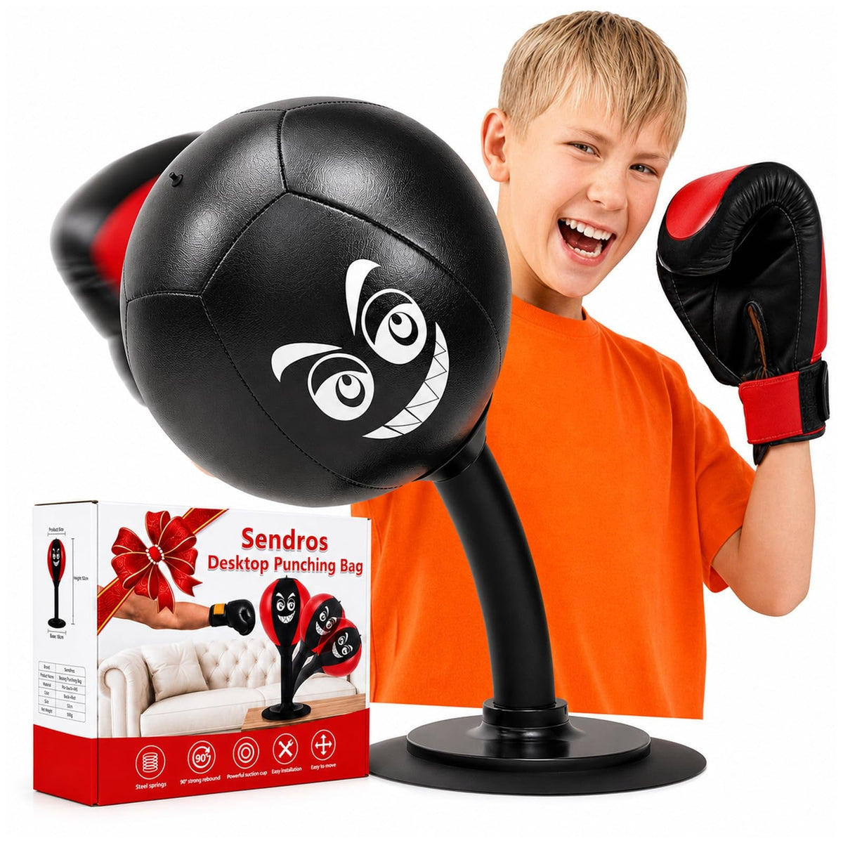 Desk Punching Bag with Silicone Suction Base - Stress Relief Office Toy