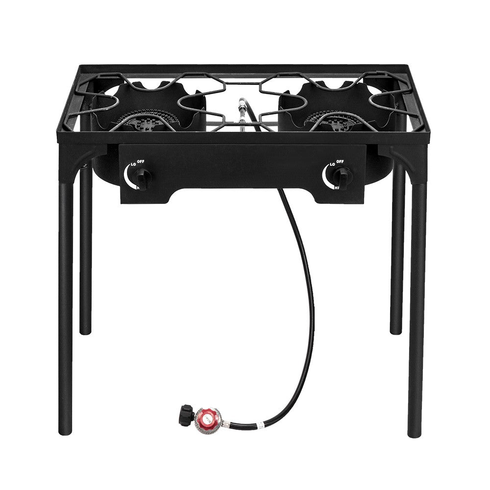 150,000 BTU Double Burner Gas Cooker Stand Stove for Outdoor BBQ Camping