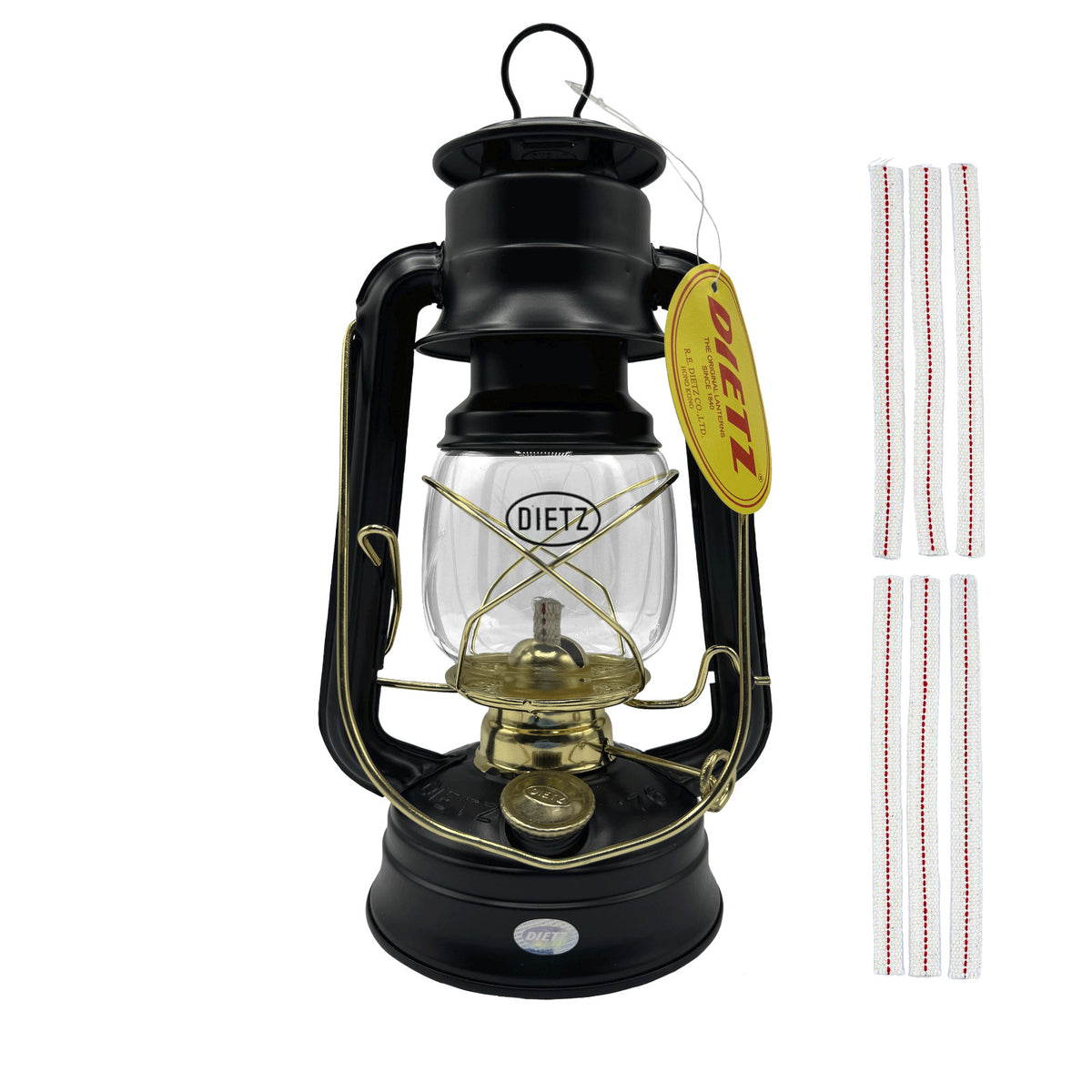 Oil Lantern with Black and Gold Finish, 8 Candlepower, 10-Inch Portable Camping Light