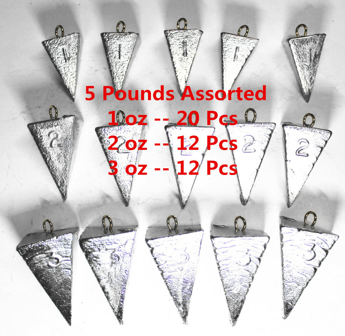 Fishing Sinkers Pyramid Sinkers Assorted Weights 5 LB for Surf Fishing