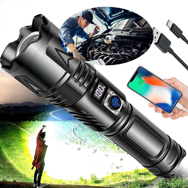 Rechargeable 2000000 Lumens LED Flashlight - High Power Tactical Torch