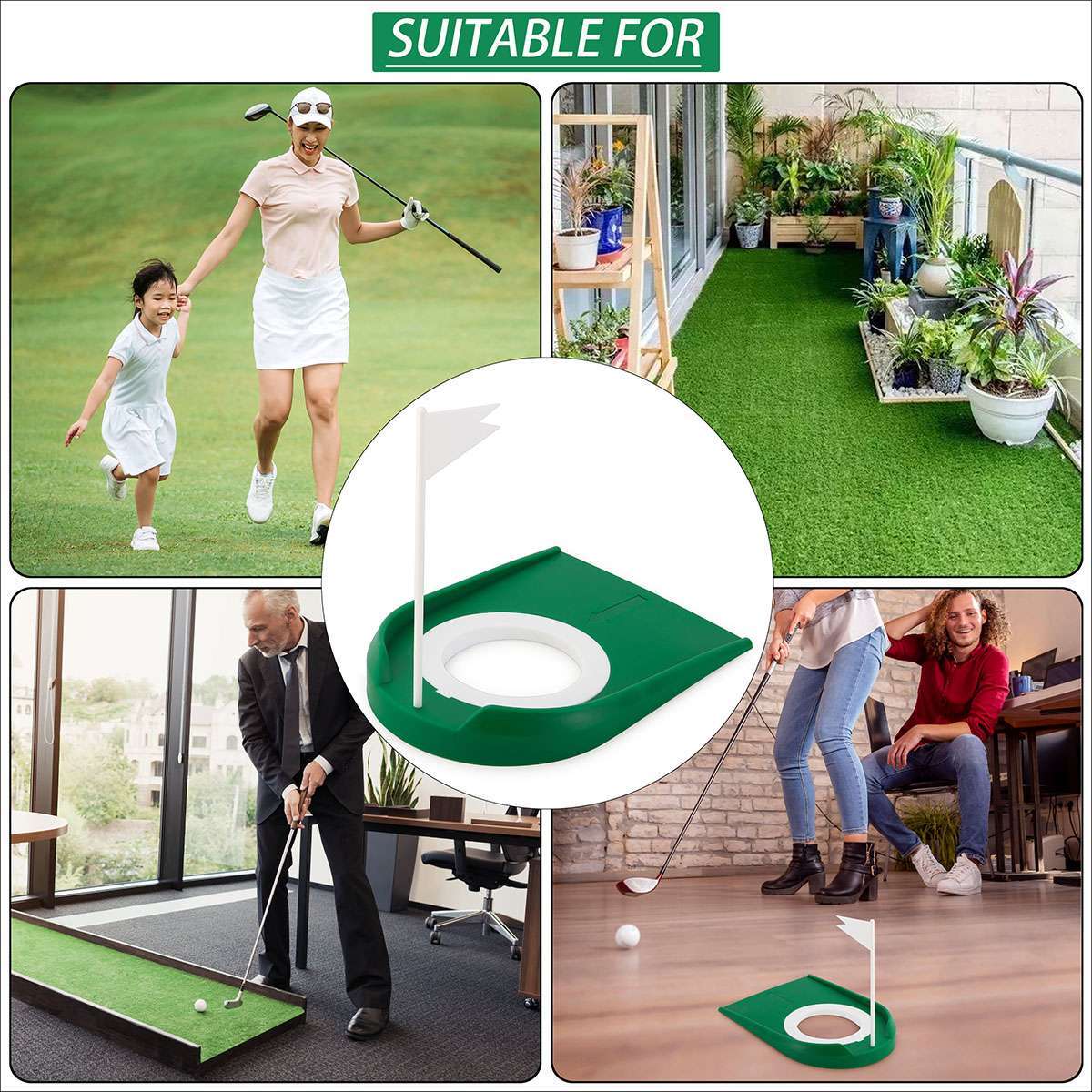 Practice Golf Putting Cup Set - Adjustable Hole & Flag for Indoor & Outdoor Training