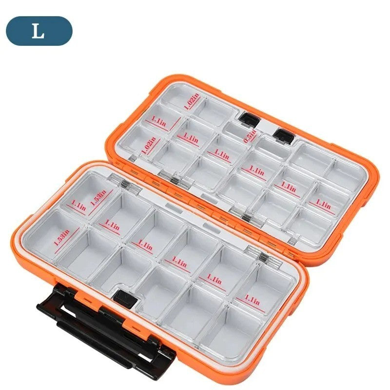 Waterproof Fishing Tackle Box with Compartments 2-Layer Hard Case Storage