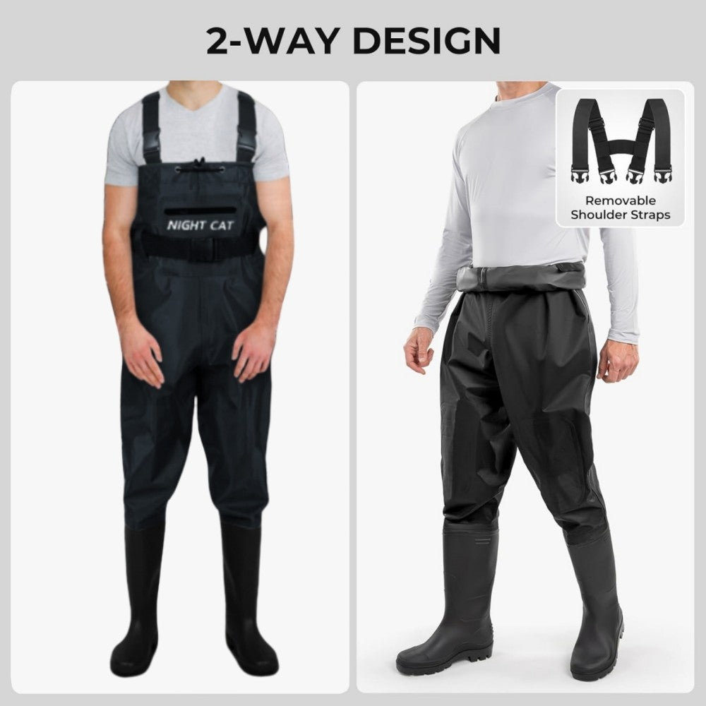 Waterproof Nylon Chest Waders for Fishing and Hunting with Cleated Sole