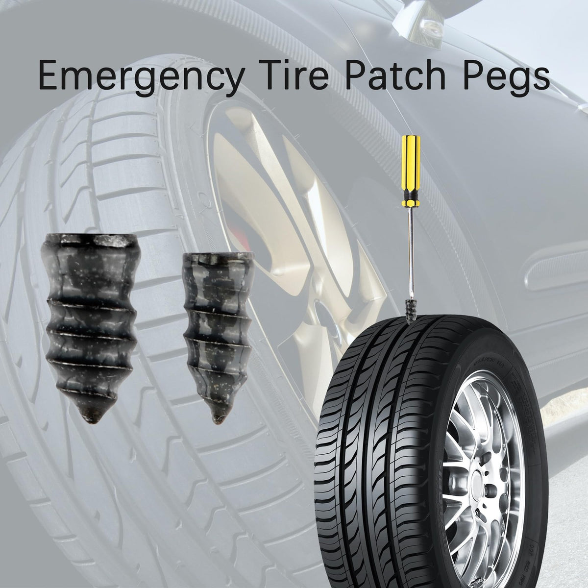 Rubber Tire Repair Nails Set - 60 Durable Rubber & Steel Fasteners for Emergency Fixes