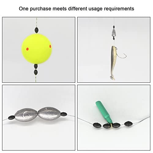 720pcs Fishing Rubber Bobber Stops Set - Black Oval Floats for Float & Bottom Fishing