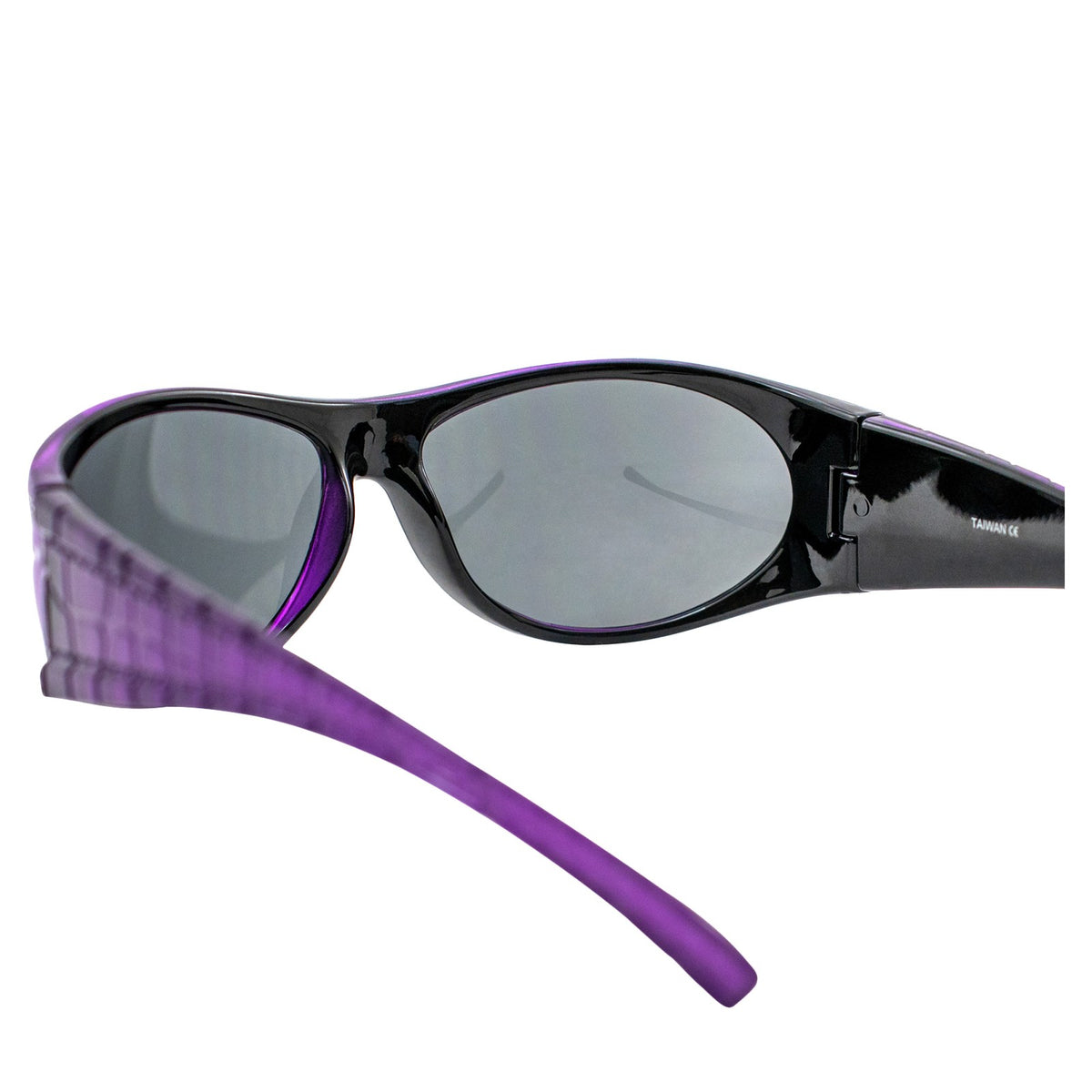 Women’s Wraparound Motorcycle Sunglasses with Purple Frame & Smoke Lenses