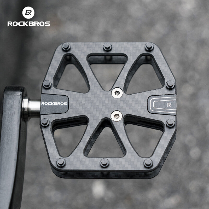 Carbon Fiber Bike Pedals 9/16" Flat Platform with Sealed Bearings - Lightweight & Durable