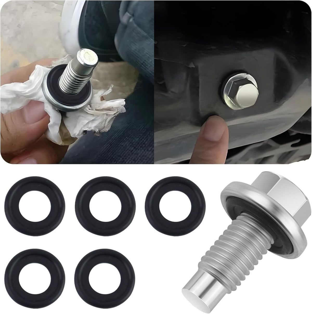 M12x1.75 Oil Drain Plug Set with 5 Gaskets for GMC Chevrolet Ford