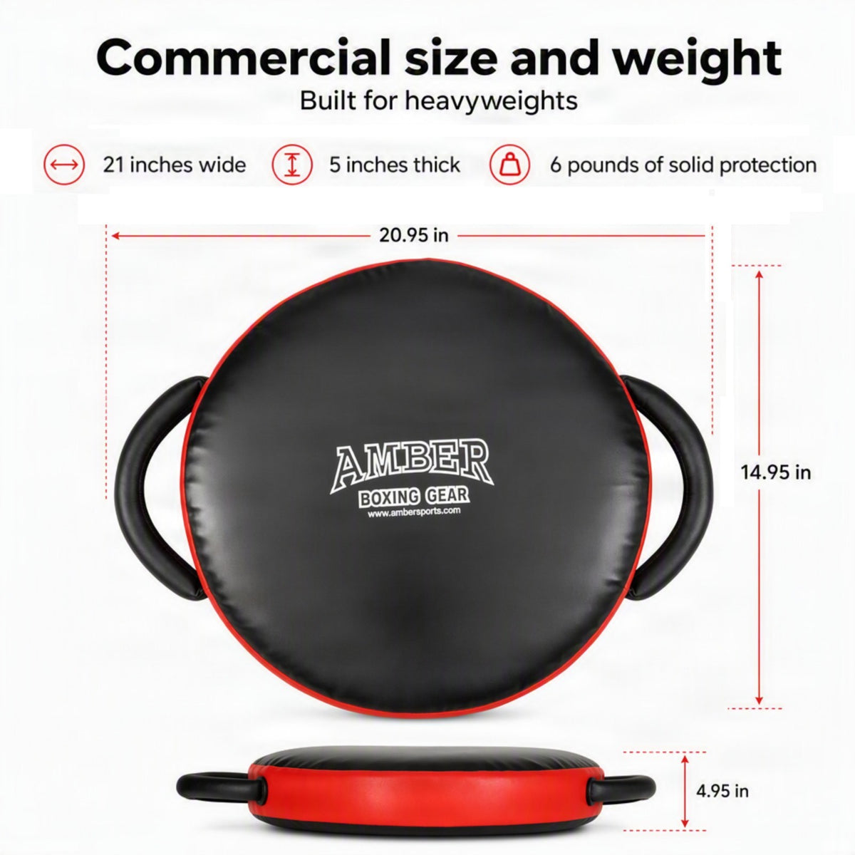 Amber Round Punch Shield for Martial Arts Training - Durable Vinyl-Coated Nylon