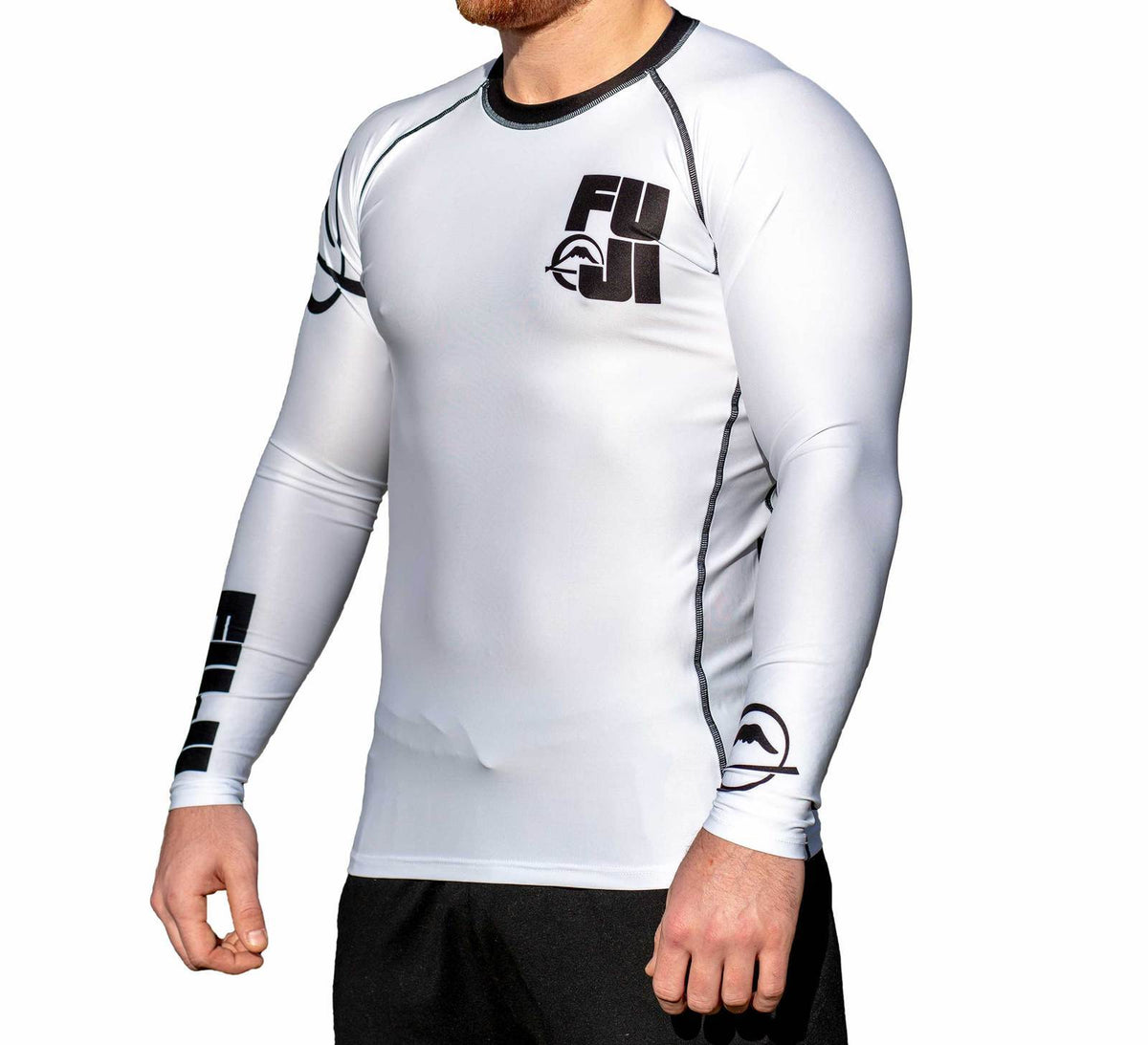 Long Sleeve Rash Guard for MMA BJJ Jiu Jitsu - White