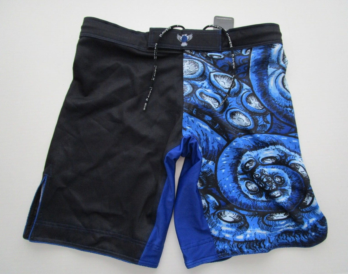 Men's Raven Fightwear BJJ MMA Fight Shorts Black Blue 38
