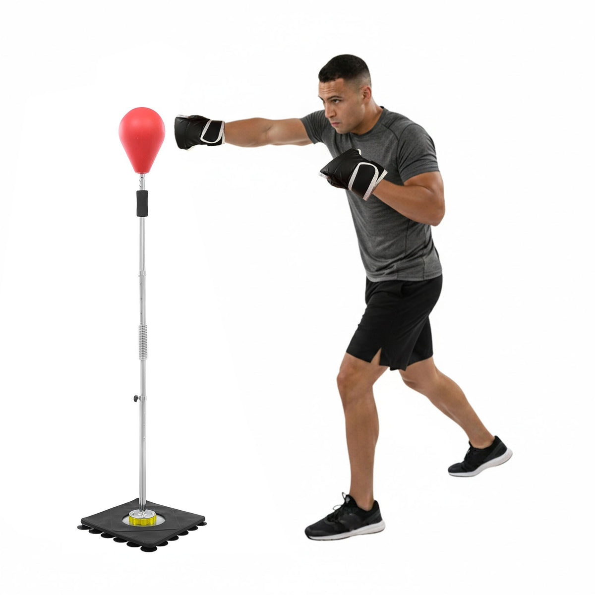 Height Adjustable Punching Bag with Suction Cup Base for Boxing Training