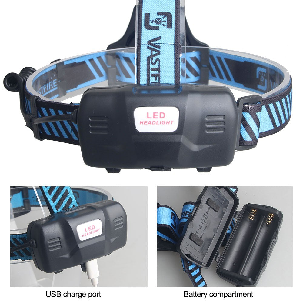 Rechargeable LED Headlamp with Red Light & Wave Control for Night Hunting