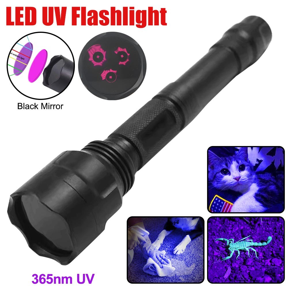 High Output UV LED Flashlight 365nm Ultraviolet Black Light Torch