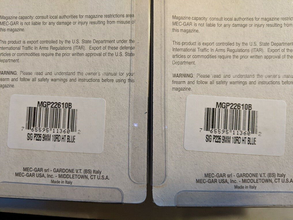 Factory New 10-Round Magazines for Sig Sauer P226 9mm - Pack of 2