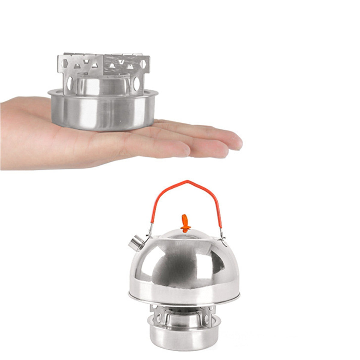 Portable Camping Mini Alcohol Stove with Cross Stand - Lightweight Stainless Steel Burner