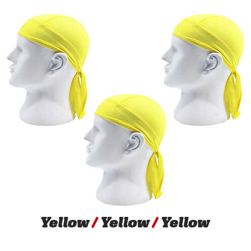 3 Pack Skull Cap Motorcycle Head Wrap Tie Durag Cycling Hat Quick-Drying