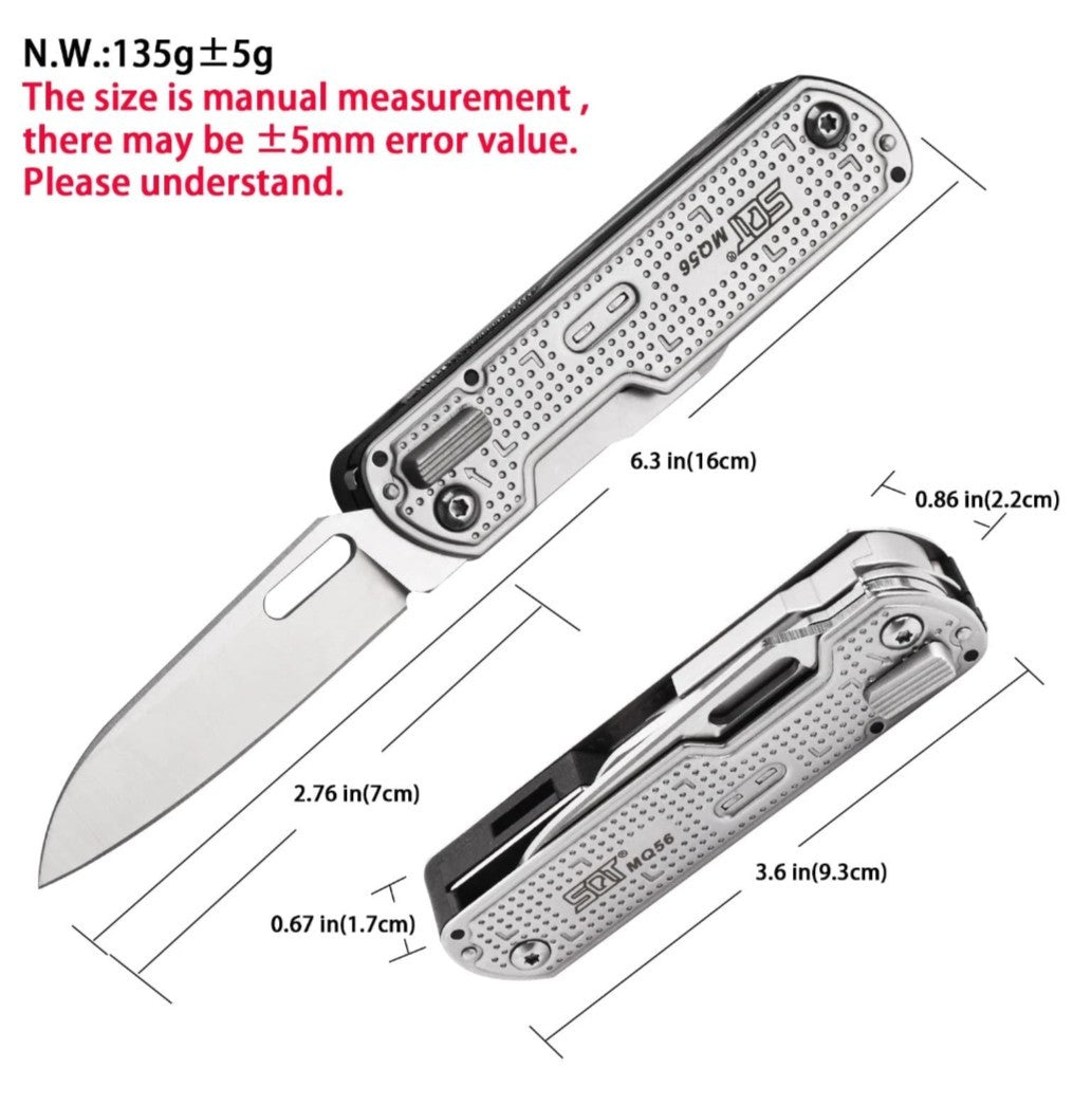 13-in-1 Multitool Knife with Glass Breaker and Safety Lock - Survival & Camping Gear