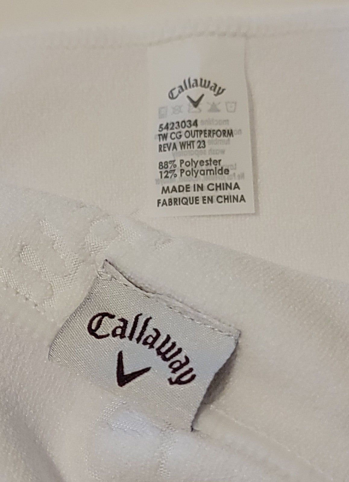 Callaway White Reva Microfiber Golf Towel 30x20 Embroidered Performance