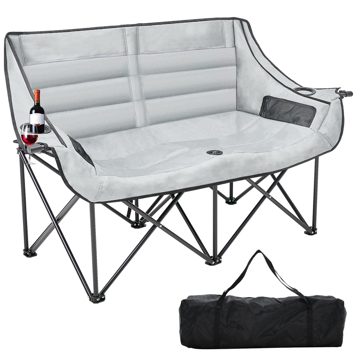 Heavy Duty Double Camping Chair for 2 People Folding Loveseat 990lb Capacity