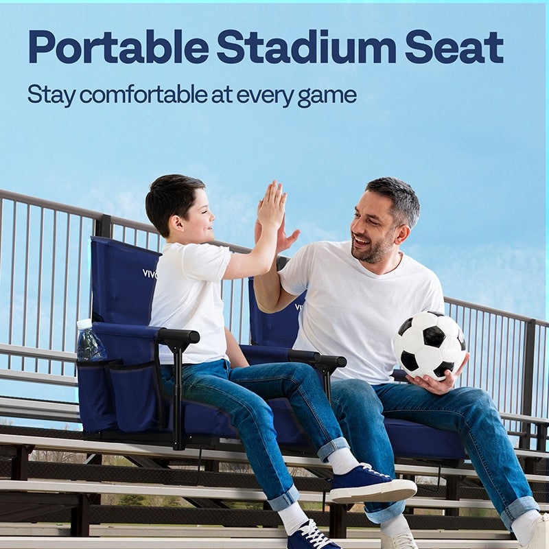 Portable Stadium Bleacher Seat with Armrests & Cushion, Shoulder Strap 2 Pack