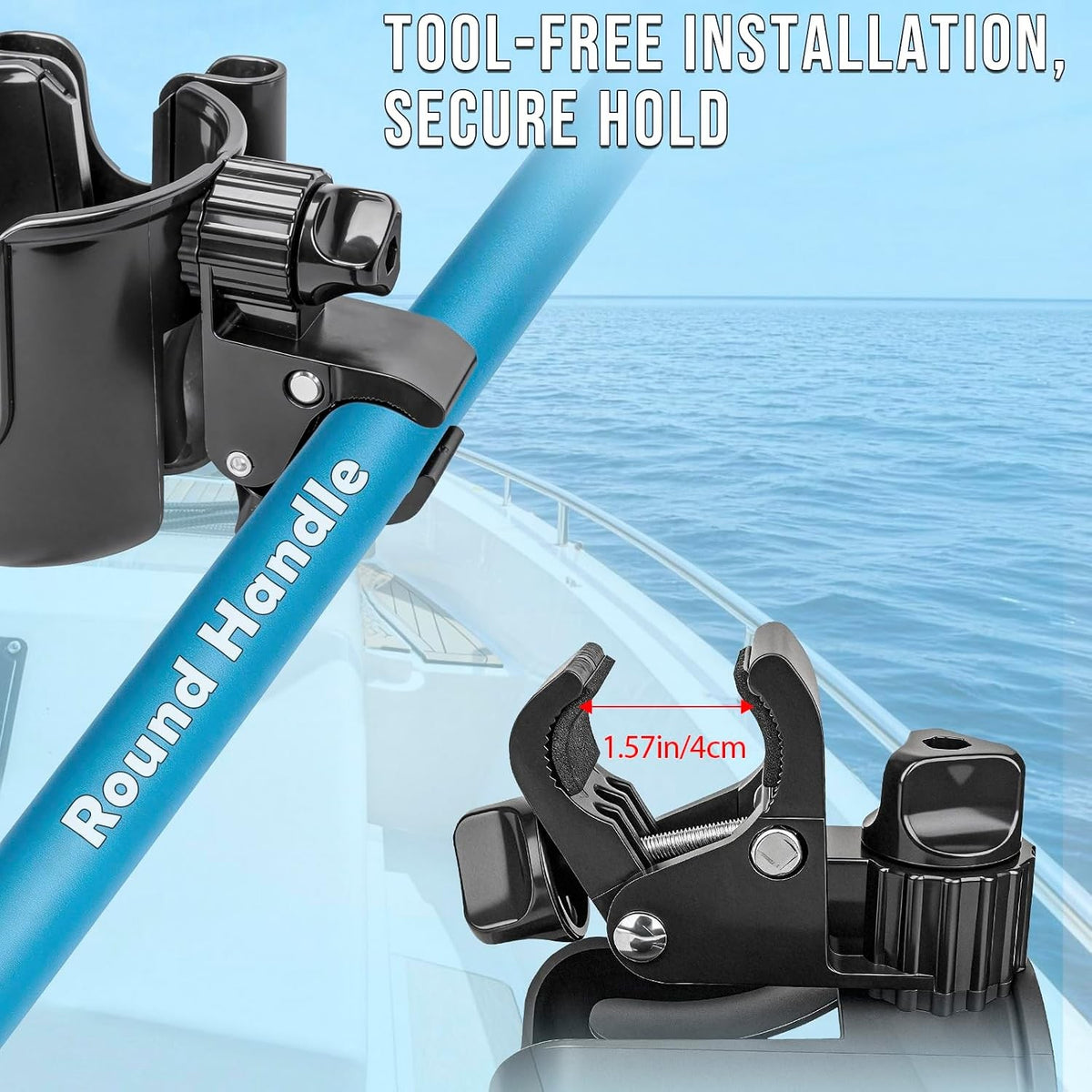 Marine Boat Rail Cup Holders 2 Pack Clamp-On 360° Adjustable Drink Holders