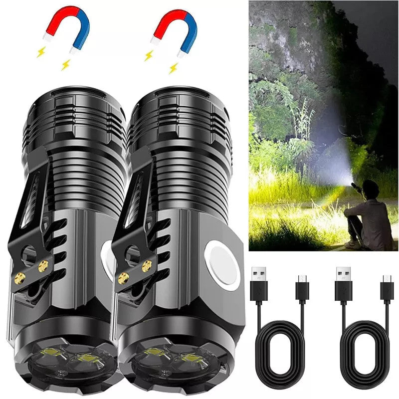 Mini USB Rechargeable LED Tactical Flashlight 5 Modes - Pack of 1 or 2