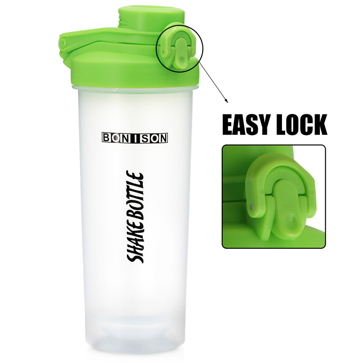Auto Flip Lid Shaker Bottle for Protein Drinks and Smoothies - 24 oz
